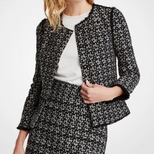 Ann Taylor Tweed Fringe Jacket